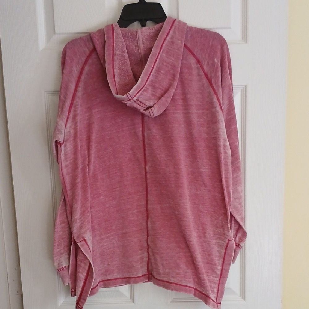Anthropologie Pink V-Neck Pullover Hoodie Womens Medium - Picture 3 of 6